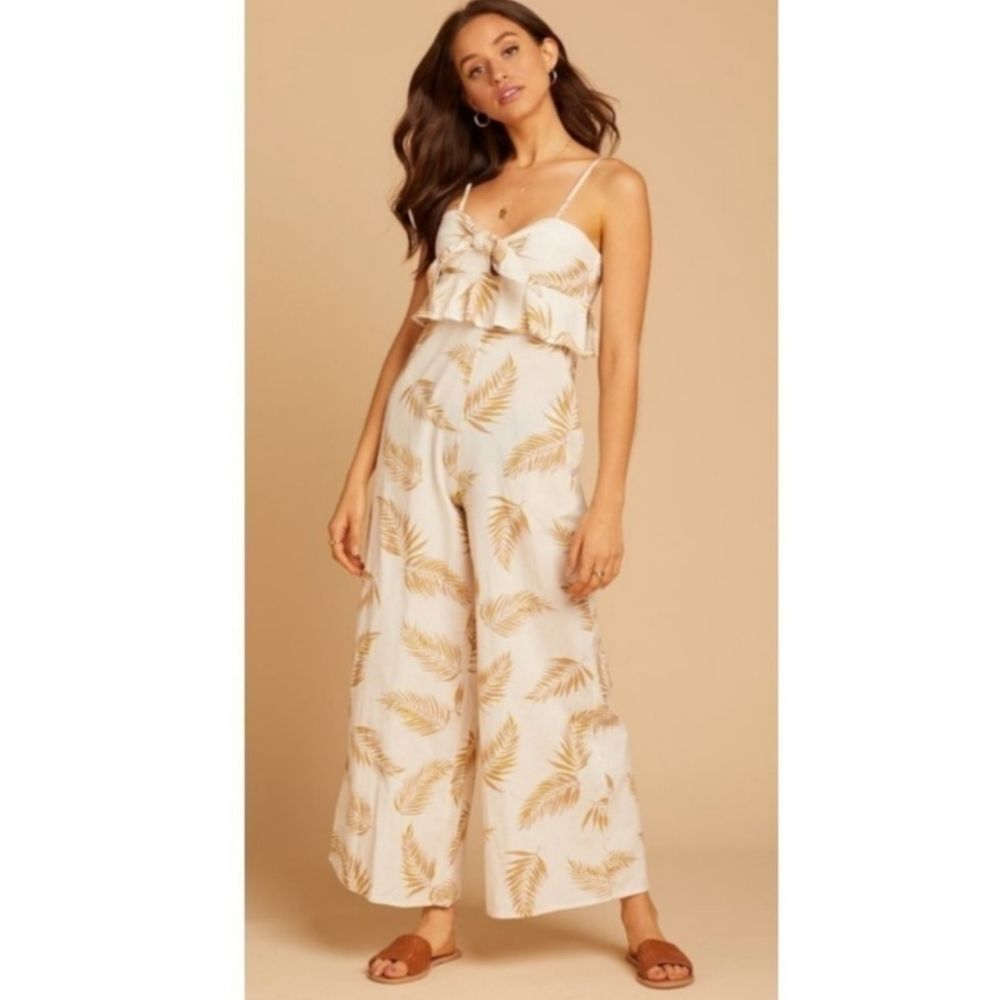 NWT Billabong Sincerely Jules Twist Flirt Jumpsuit Palm tropical resortwear sml